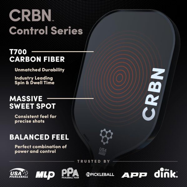 CRBN1 and CRBN2 Pickleball Paddle - Carbon Fiber Pickleball Paddle with Honeycomb Poly Core - Perfect Balance of Power & Control