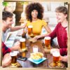 Hushee 6 Pack Drink Coasters Wood Coasters Set Paddle Shape with Handle Funny Gift for Women Men Sports Lovers Fans Party Favors Decorations