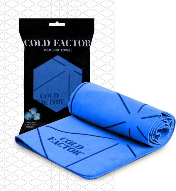 COLD FACTOR Cooling Neck Towel-Chill Pad Lasts 5 Hours Premium PVA Cooling Towel for Neck and Face-UPF 50+(Blue)