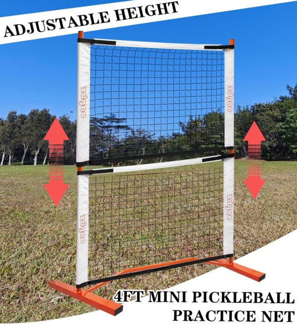 Zdgao Small Pickleball Net Set- 10FT Mini Pickleball Net, 4FT Adjustable Height Dink Training Rebounder Net with Outdoor Pickleballs, Paddles Set of 2 and Carry Bag for Driveway, Backyard