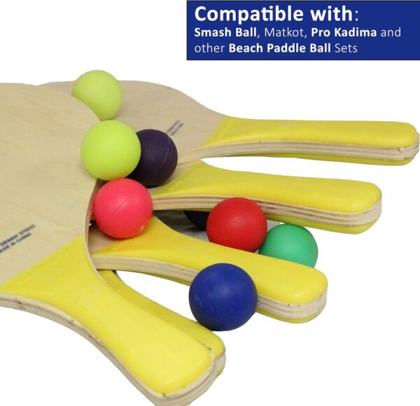 W4W Beach Paddle Ball Replacement Balls – Extra Balls for Pro Kadima & Smashball Racket (Set of 7 Balls)