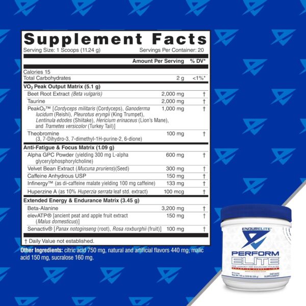 EndurElite Perform Elite- Pre Workout Powder Supplement- Pre-Workout for Endurance Athletes- 20 Servings- Champion Cherry Lime
