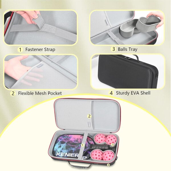 RLSOCO Hard Case for Pickleball Paddles, Portable bag for Men & Women, Fits All Pickleball Paddle Shapes and Sizes, Holds 2 Rackets and 4 ball (Case Only)