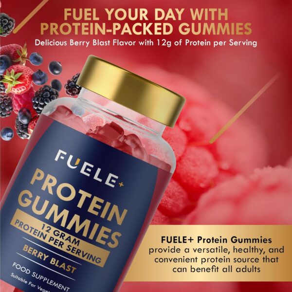 Whey Protein Gummies - Mixed Berry Flavour, 12g High Protein per Serving - Protein Powder Alternative, No Added Sugar, Vegetarian, Convenient Whey Protein Supplement, Muscle Recovery