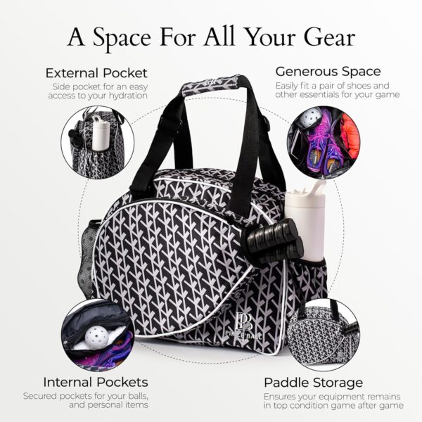 Pik’le’Ball Sport Premium Women's Pickleball Bag – Stylish and Versatile Sports Bag with Water Bottle Holder, Padded Paddle Pocket, and Spacious Design (fits 2+ Paddles!)