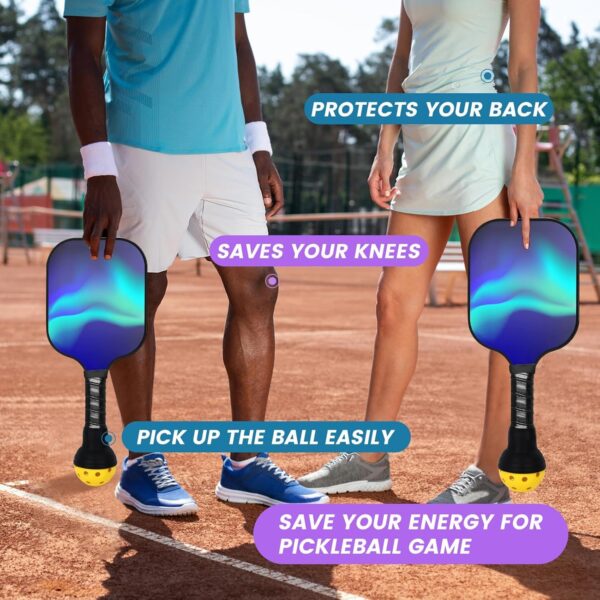 4 PCS Pickleball Ball Retriever,Premium Silicone Pickleball Picker, Pickleball Grabber, Universal Pickleball Upper Suction Cup, Picks Up Balls Easily Without Bending Over, Fits Any Pickleball Paddles