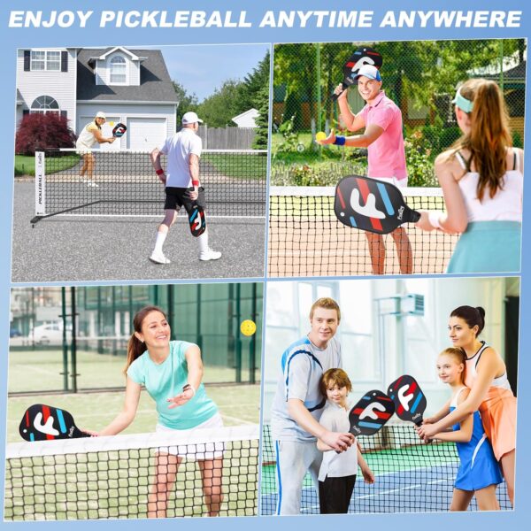 Fostoy Portable Pickleball Net with Wheels, Pickleball Set with 4 Fiberglass Paddles & 6 Pickleballs, Carry Bag, for Backyards Driveways and Garages