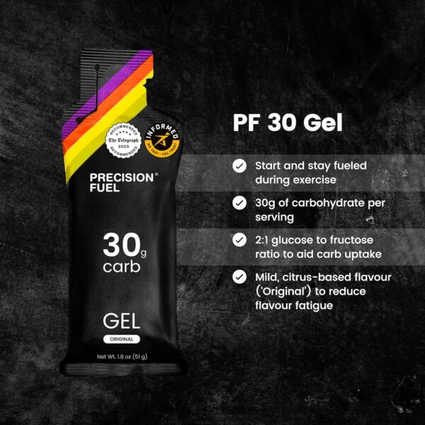 Precision Fuel 30 Energy Gels - Mild, Neutral Flavour Running Gels for Endurance Athletes, 30g Carbohydrate, Easy-to-Digest, Perfect for Running & Long-Duration Sports (Original, 30 gels)