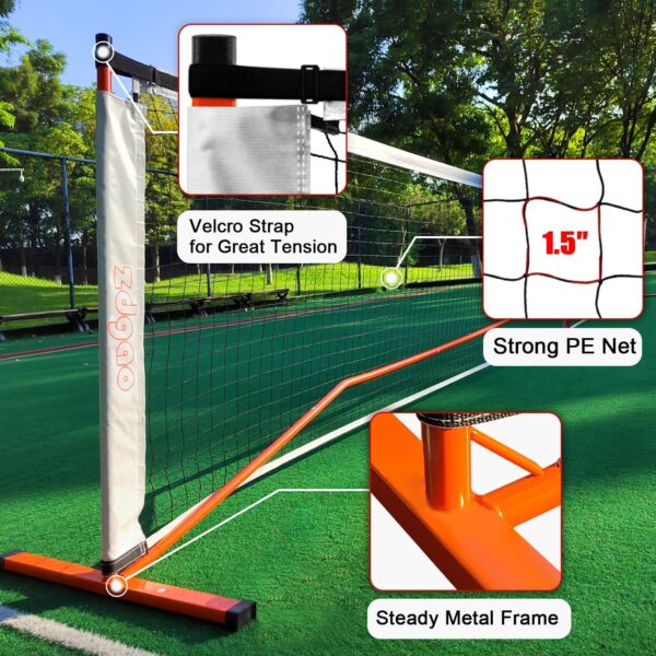 Zdgao Pickleball Net for Driveway with 22FT Regulation Size Pickleball Net, 4 Outdoor Pickleballs and Carry Bag, Weather Resistance Strong Steel Frame