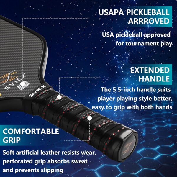 81CRgcBH18L._AC_SL1500_.jpg Pickleball Paddle,3K Carbon Fiber Pickleball Paddles with Ultimate Control,Spin & Consistency,16MM High Performance Carbon Fiber Pickle Ball Racket,Extended Handle,USAPA Approved