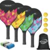 Pickleball Paddles Set of 4,USAPA Approved,4 Indoor&Outdoor Pickleball Balls, Carrying Bag, 4 Cooling Towels,4 Pack Paddles,Pickleball Paddles Pack Gifts for Beginner&Pro