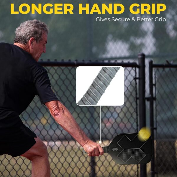 Carbon Fiber Pickleball Paddle - Professional Long Handle, Enhanced Spin & Control | Lightweight Design for Advanced Players, USA Pickleball Approval Pending