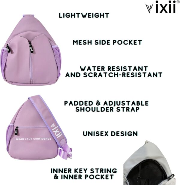 SPORTS Pickleball Bag Women's Men's Youth Sling Bag Pickleball Backpack Adjustable Sling Bag Safety Pocket Water Bottle Holder Ball Holder (Lilac)