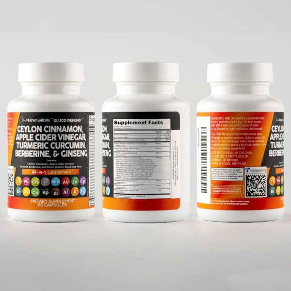Clean Nutraceuticals Ceylon Cinnamon Turmeric Apple Cider Vinegar Ginseng Berberine Plus Bitter Melon Gymnema Milk Thistle Fenugreek
