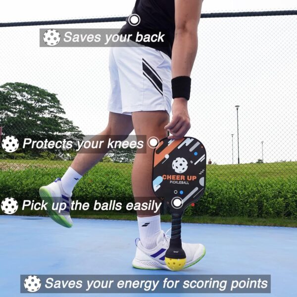Pickleball Ball Retriever 2 Pack, Picks Up Easily Without Bending Down, Protects Your Back, Fits Any Standard Paddles, Elastic and Durable, Best Gift