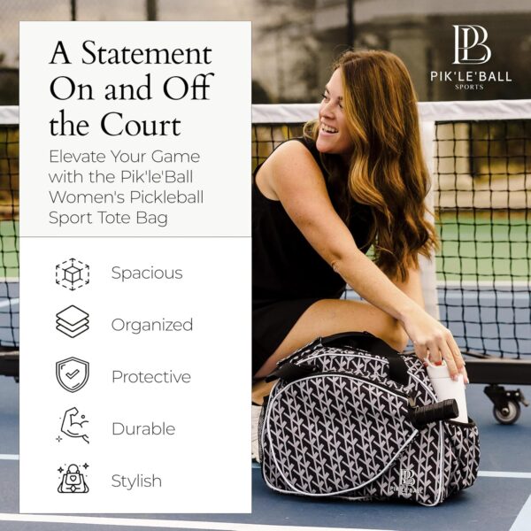 Pik’le’Ball Sport Premium Women's Pickleball Bag – Stylish and Versatile Sports Bag with Water Bottle Holder, Padded Paddle Pocket, and Spacious Design (fits 2+ Paddles!)