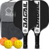 BAGAIL Pickleball Paddles, USAPA Carbon Fiber Pickleball Sets, Lightweight Pickle Ball Rackets, Graphite Textured Surface, 16mm Honeycomb Core for Ultimate Spin and Control, Include 4 Balls and 1 Bag
