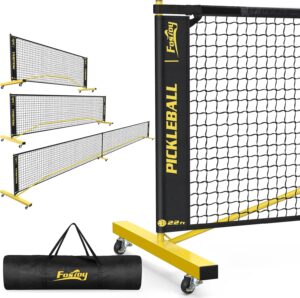 Pickleball Set with Net, Portable 3-in-1 Pickle Ball Net with Wheels, 6FT/11FT/22FT Pickleball Net with Carry Bag, Designed for All Weather Conditions Steady Metal Frame for Outdoor Indoor Driveway