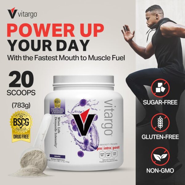 Vitargo Carbohydrate Powder | Feed Muscle Glycogen 2X Faster | 1 LB Grape Pre Workout & Post Workout Recovery Powder | Carb Supplement for Recovery, Endurance, Gain Muscle Mass