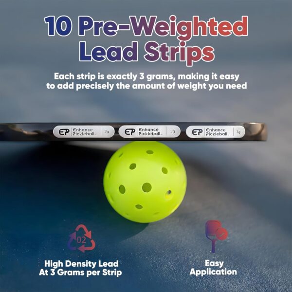 Enhance Pickleball Lead Tape - 3g Weighted Lead Strips, Highly-Adhesive & Easy to Apply Lead Tape for Pickleball Paddles, More Power and Control