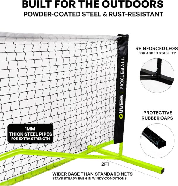 10ft Mini Pickleball Net Set – Half Court Pickleball Net with Ball Holder, Premium Travel Bag & 4 Pickleballs – Easy Setup, Heavy-Duty Frame & Reinforced Fabric Net for Driveway