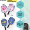 Helium Pickleball Paddle for Kids – (2 Pack - POW! and Girl Power) Child Size, Lightweight Honeycomb Core, Graphite Strike Face, Premium Comfort Grip, 2 Pickleball Paddles & 2 Drawstring Bags