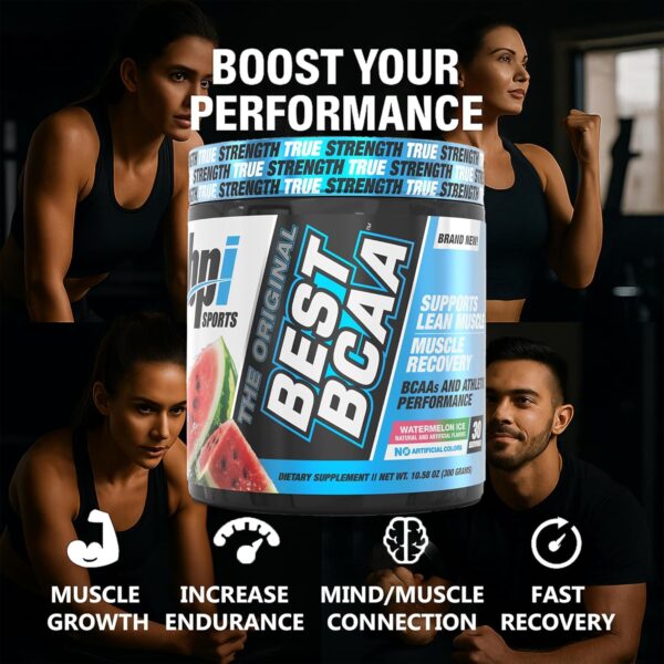 BPI Sports Best BCAA - BCAA Powder Post Workout Sports Drink with Branched Chain Amino Acids for Hydration & Recovery, for Men & Women - Watermelon Ice - 30 Servings