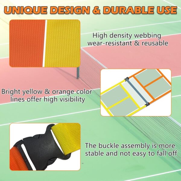 TRINKA Pickleball Court Marking Kit, Temporary Pickleball Court Lines Markers with 2 Tape, Official Size Pickleball Lines Portable Marking Set for Outdoor Indoor Gym Pickleball Tennis (Orange-Yellow)