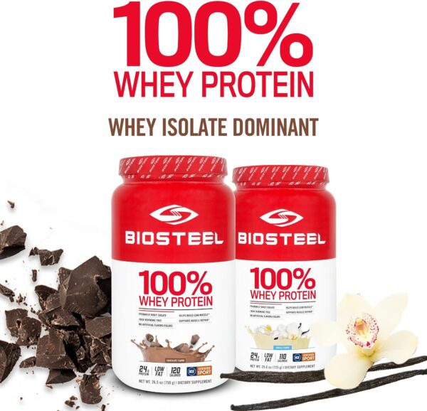 BioSteel Sports Chocolate 100% Whey Protein Powder Supplement, rBGH Hormone Free & Non-GMO Post Workout Formula, 25 Servings, 25.5 Ounces Trusted by Pro Athletes, NSF for Sport