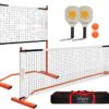 Zdgao Small Pickleball Net Set- 10FT Mini Pickleball Net, 4FT Adjustable Height Dink Training Rebounder Net with Outdoor Pickleballs, Paddles Set of 2 and Carry Bag for Driveway, Backyard