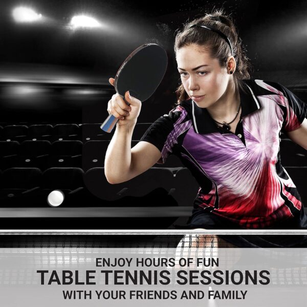 Killerspin Jet Set of 2 - Ping Pong Paddles Combo Package - Red & Black Table Tennis Rackets - 3 White Ping Pong Balls