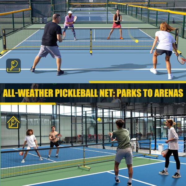 Pickleball Set with Net, Portable 3-in-1 Pickle Ball Net with Wheels, 6FT/11FT/22FT Pickleball Net with Carry Bag, Designed for All Weather Conditions Steady Metal Frame for Outdoor Indoor Driveway