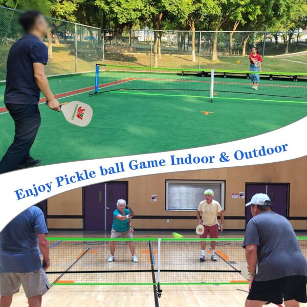 Hoverphenix Pickleball Net for Driveway, 22FT Regulation Size Pickleball Net with Paddles Set of 4, Pickleballs and Carry Bag for Outdoor Indoor Game