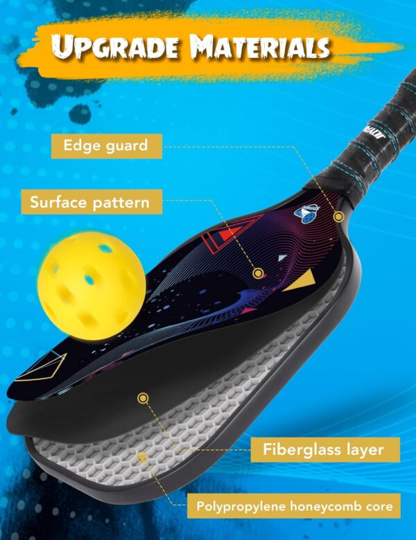 Pickleball Paddles Set of 2/4, USAPA Approved Multilayer Carbon Fiber Pickleball Set, 7.5OZ Pickle Ball Rackets Lightweight Honeycomb Core, 4 Pickleball, Portable Bag, for Men Women Beginners