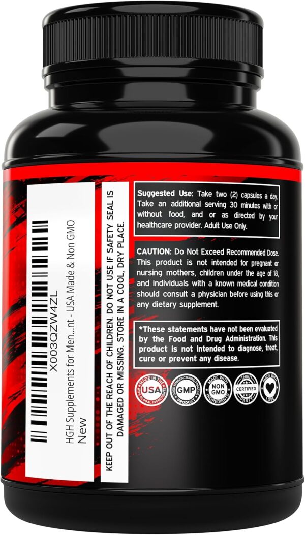 HGH Supplements for Men & Women (120 Count) 1500mg Support Muscle Growth & Healthy Levels of Human Growth Hormone - Promote Healthy Muscle & Recovery For Men Post Workout Supplement - USA Made