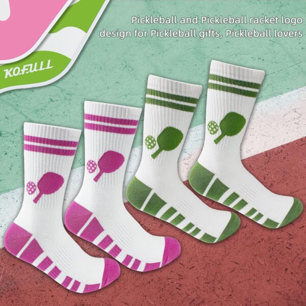KOFULL Pickleball Gifts for Women and Men, Pickleball Accessories, Cotton Men's Novelty Socks 2 Pairs for Pickleball, Tennis