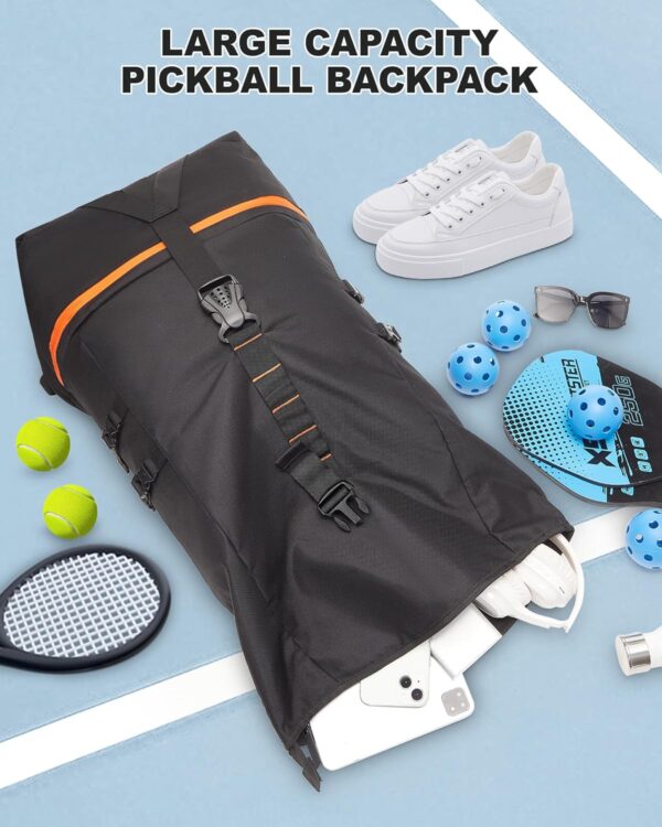 suwasp Pickleball Bag, Extra Large Backpack for Pickleball, Basketball, Tennis, Waterproof Paddle Bag Fits 4 to 10 Paddles, Includes Ventilated Shoe Compartment, Safety Pocket for Women and Men