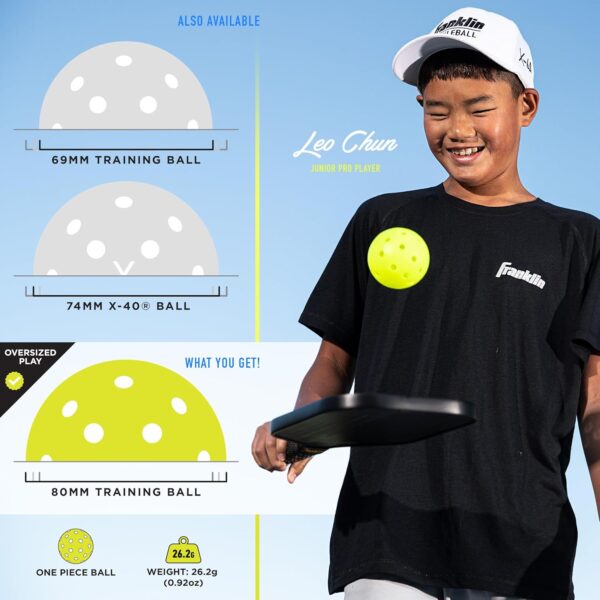 Franklin Sports Training Pickleballs - Training Pickleballs for Beginners + Skill Practice - 69mm or 80mm Outdoor Pickleballs - Pickleball 3 Pack - Optic Yellow