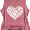 LAZYCHILD Pickleball Tank Tops for Women Heartbeat Graphic Shirt for Pickleball Lover Gift Tee