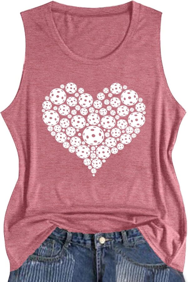 LAZYCHILD Pickleball Tank Tops for Women Heartbeat Graphic Shirt for Pickleball Lover Gift Tee