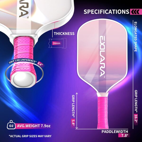 Stylish Pickleball Paddle with Cover Case, Graphite Carbon Fiber Surface, Honeycomb Core, Non-Slip Grip Tape Paddle Cover Set Protective Edge for Beginners & Intermediate Players