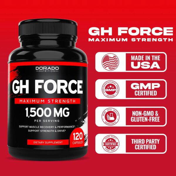 HGH Supplements for Men & Women (120 Count) 1500mg Support Muscle Growth & Healthy Levels of Human Growth Hormone - Promote Healthy Muscle & Recovery For Men Post Workout Supplement - USA Made