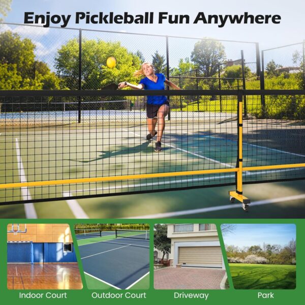 Goplus Portable Pickleball Net, 22FT Regulation Size Pickle Ball Net System with Strong Metal Frame, PE Net, Carry Bag, Ideal for Outdoor Indoor Driveway Backyard