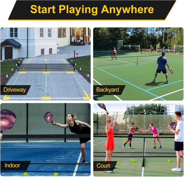 Pickleball Net, 22FT Portable Pickleball Net for Driveway, All-Weather Outdoor/Indoor Tournament-Grade Pickleball Net System with Carry Bag, Ideal for Competitive and Recreational Play