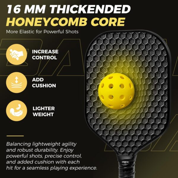 BAGAIL Pickleball Paddles, USAPA Carbon Fiber Pickleball Sets, Lightweight Pickle Ball Rackets, Graphite Textured Surface, 16mm Honeycomb Core for Ultimate Spin and Control, Include 4 Balls and 1 Bag