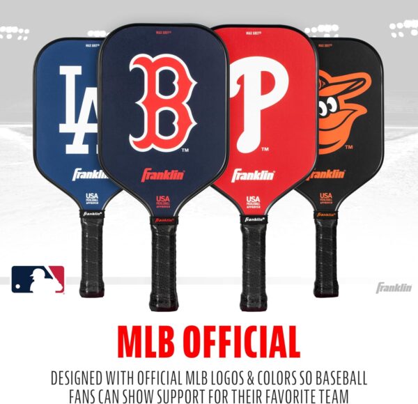 Franklin Sports MLB Team Pickleball Paddles - Official MLB Baseball Team Logo + Colors Pickleball Paddles - Signature Series 13MM Pickleball Paddle with MaxGrit - USA Pickleball (USAPA) Approved