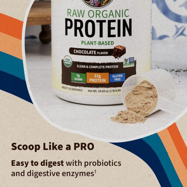 Vegan Protein Powder - Chocolate Organic Protein Powder, 22g Plant Based Protein & BCAAs, Probiotics & Digestive Enzymes - Garden of Life, Gluten & Lactose Free 1.5 LB