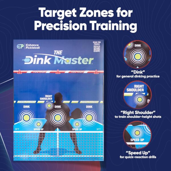 Enhance Pickleball Dink Master, Portable Pickleball Trainer, Dink Master Pickleballs Practice Board for Solo Training, Adjustable Pickle Ball Rebounder, Dinkmaster Pickleballs Board with Stand