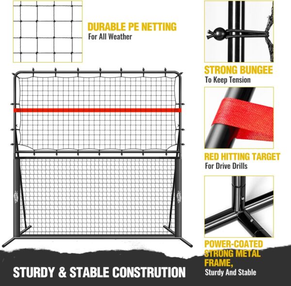 6x6FT Pickleball Rebound Net For Dinks Volleys Hits Training,Angle Adjustable Pickle ball Practice Rebounder Net For Outdoor Indoor Driveway Backyard,2 In 1 Pickleball Trainer For All Players