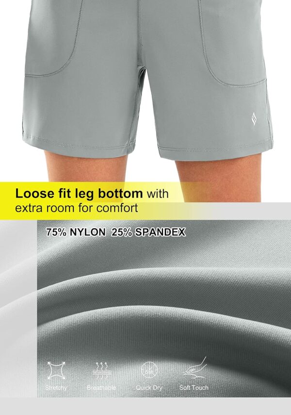 SANTINY Women's 6'' Athletic Long Shorts with 4 Pockets High Waisted Bermuda Shorts for Women Walking Running Casual